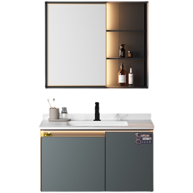 Lavabo combinación integrado lavabo de cerámica gabinete de baño mesa de lavado inodoro lavabo moderno espacio de aluminio mueble de baño