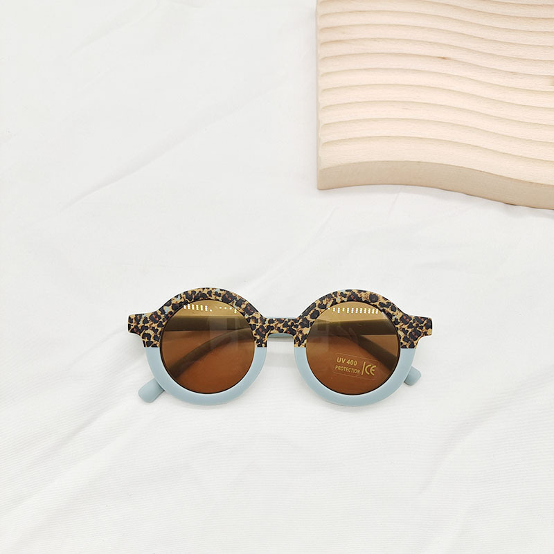 New Children's Sunglasses Fashion Round Frame Leopard Print Color Matching Sunglasses display picture 7