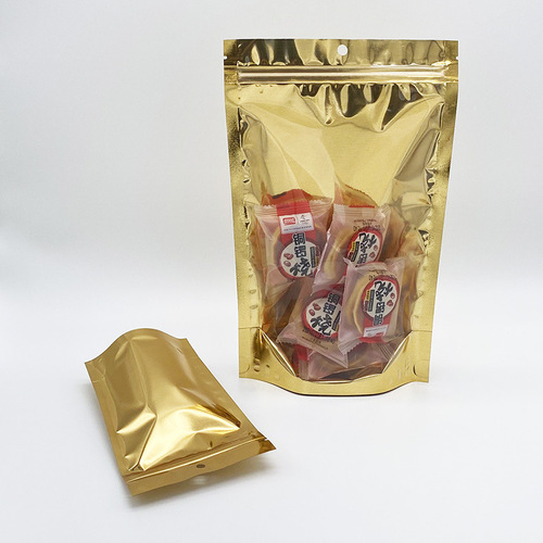 Factory golden semi-transparent standing bag aluminum-plated Yin and Yang self-standing bag leisure food medicine sealing packaging bag 