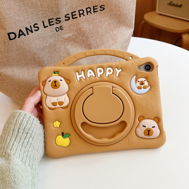 Cute 2019 new iPad10.2 inch protective case mini silicone 4 mini 5 flat 6 anti-fall case 7 cartoon air2