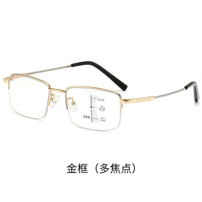 超軽量半枠記憶チタン変色老眼鏡ブルーレイ防止男性ハイビジョン多焦点遠近両用老眼鏡|undefined