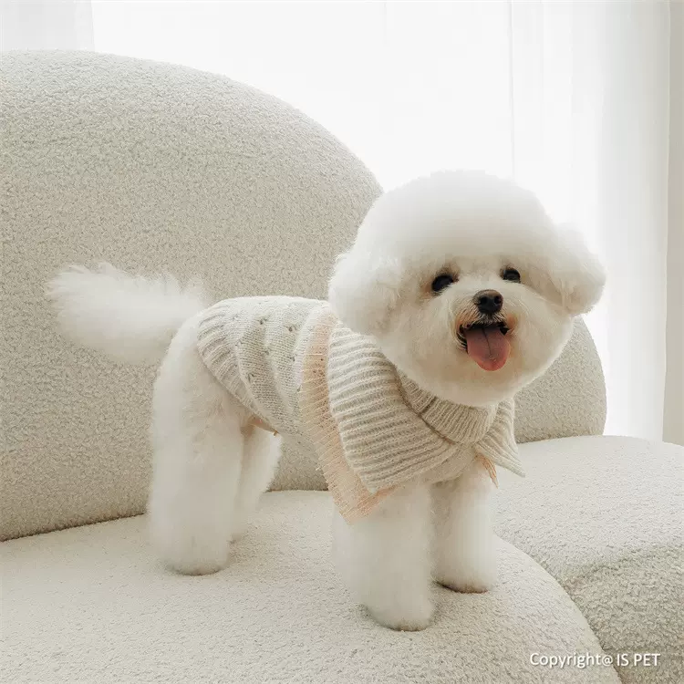 ISPET宠物猫狗兔衣服渐变色法式钩花毛衣披肩毛衣蕾丝毛衣KS0120