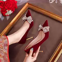 Свадебное платье, красные свадебные туфли, женское свадебное платье Xiuhe высокого класса, свадебные туфли на две вещи, платье для тостов, высокие каблуки, не утомляющие ноги.