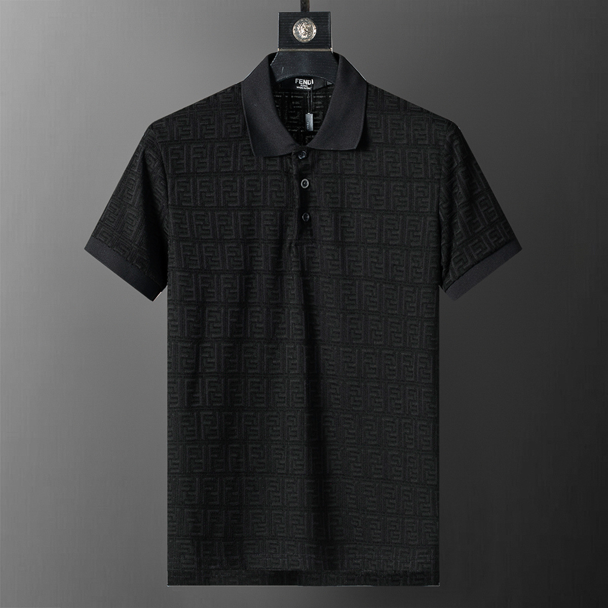 Cross-border versión correcta 26 nuevo polo para hombres color sólido negocios Jacquard casual con solapa de punto manga corta 1