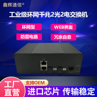 Factory direct industrial grade rail type Ring Network Gigabit 2 optical 2 electric fiber transceiver managed fiber switch