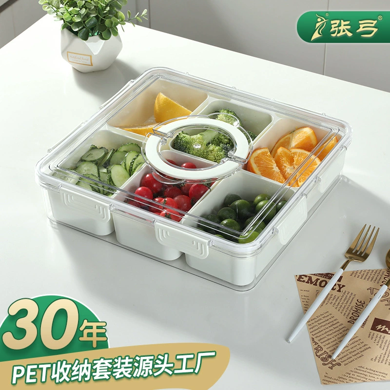 Пищевая пластиковая портативная бытовая коробка для хранения простой кухня большой емкости с крышкой прозрачная коробка для хранения