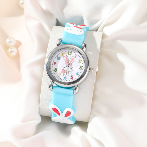 New Cute Cartoon Rabbit Silicone Quartz Watch for Kids, Boys and Girls, with Timer