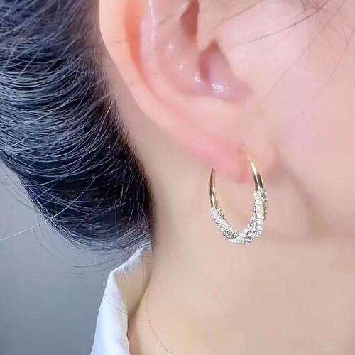  New Temperament Fashion Hoop Earrings Western Style High-end Crystal Earrings Light Luxury Unique Versatile Ear Accessories