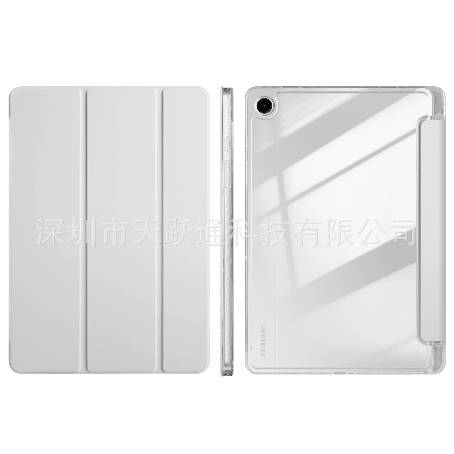 Подходящий защитный чехол из акриловой тройной складной для Samsung Galaxy Tab A9 Plus S10+ с высокой проницаемостью и отделением для ручки