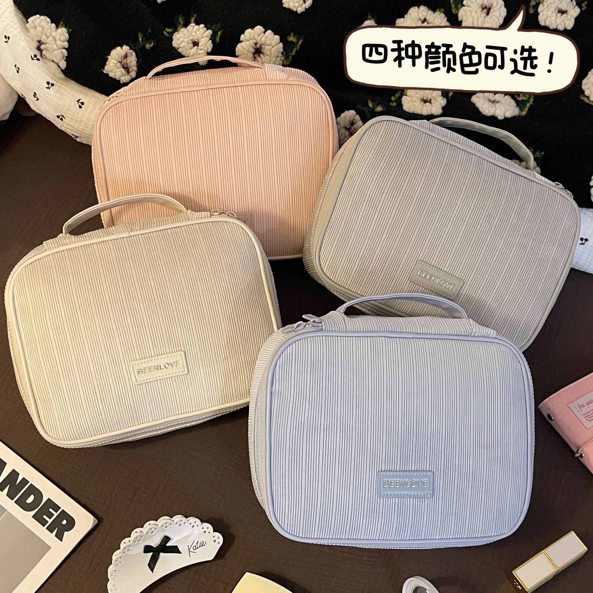 Bolsa de maquillaje portátil multifuncional de gran capacidad 2025 nueva división de viaje impermeable de mano para almacenar cosméticos para lavar