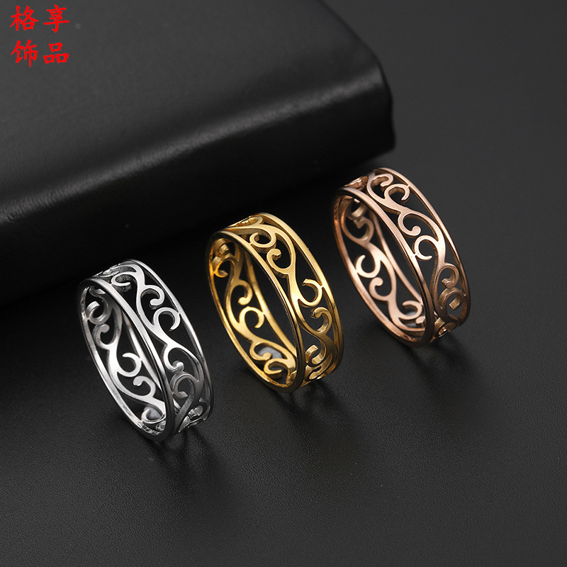 Retro elegant ring stainless steel
