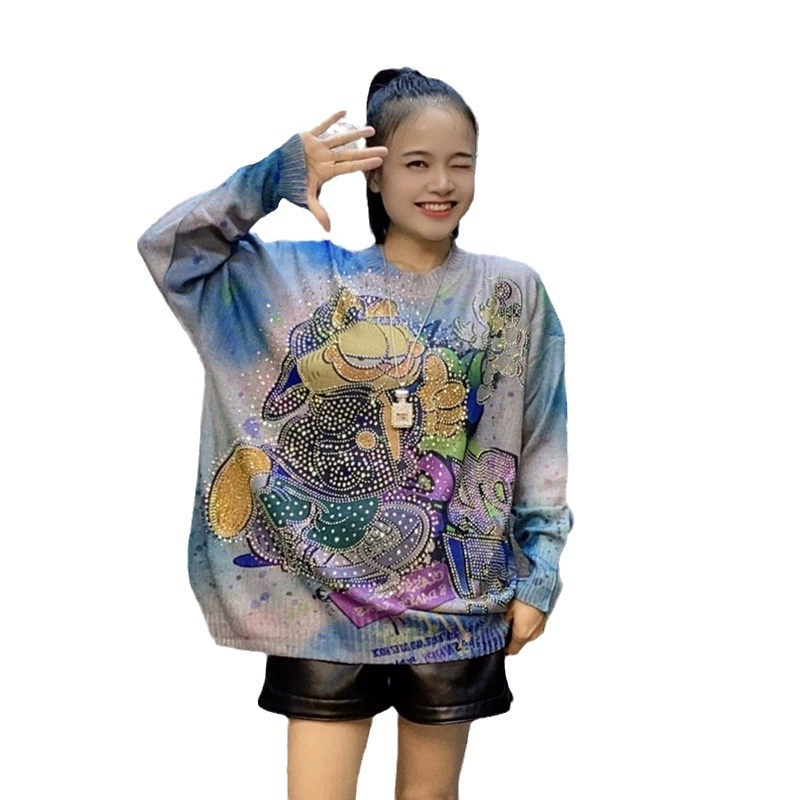 Модный демисезонный вязаный свитер с круглым воротом, oversize