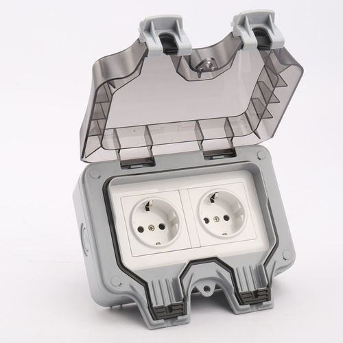 Outdoor waterproof socket IP66 German-style two-position wall European-style German standard double outdoor surface-mounted rain-proof charging socket