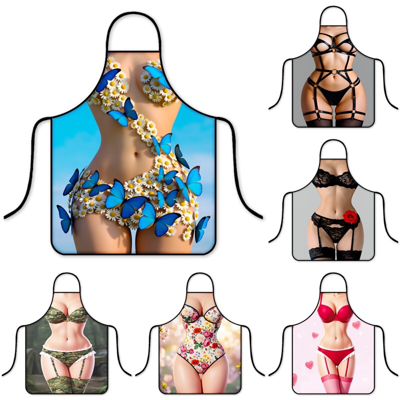 Hot-Selling Sexy Beauty Print Apron, Quirky and Funny Kitchen Smock, Polyester Waterproof Creative Apron