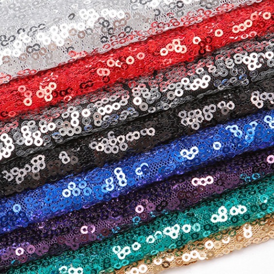 現物の3mmの乱紋網布のスパンコールのテーブルクロスの壁の布のビーズの刺繍の布のストラップの服装のワンピースの生地|undefined