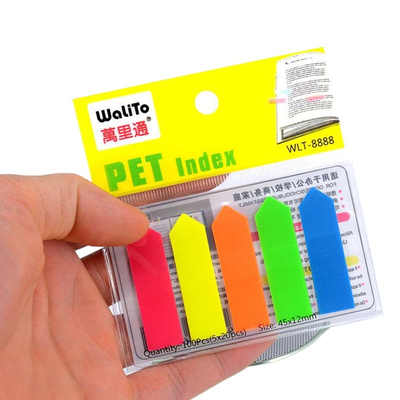 Pegatinas adhesivas transparentes en forma de flecha para clasificación y señalización.