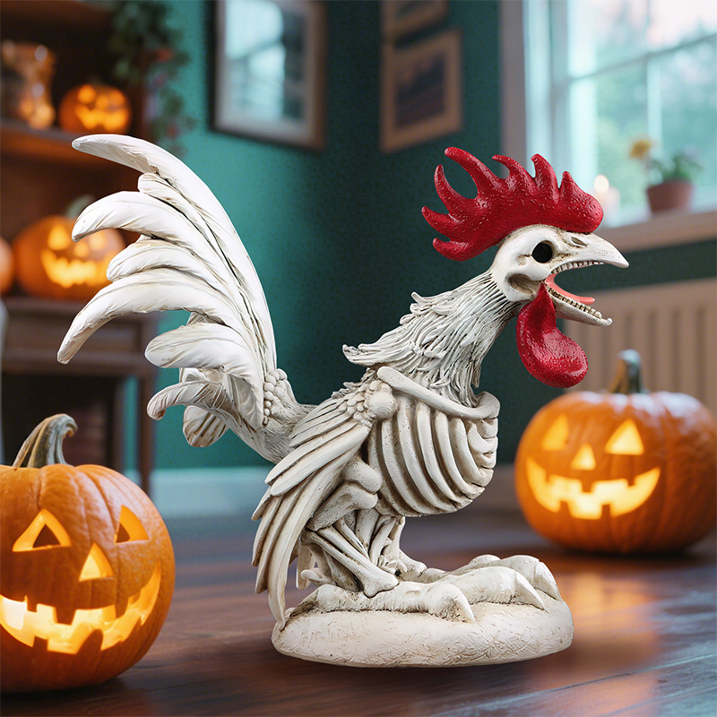 Amazon exclusive resin skeleton skeleton rooster ornaments festival atmosphere animal sculpture specimen collection decorations