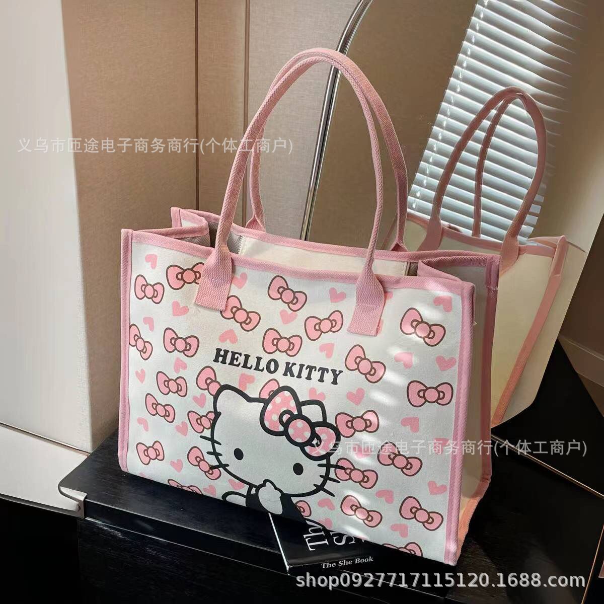 大容量hellokitty帆布包跨境速卖通新品韩版百搭单肩包时尚托特包