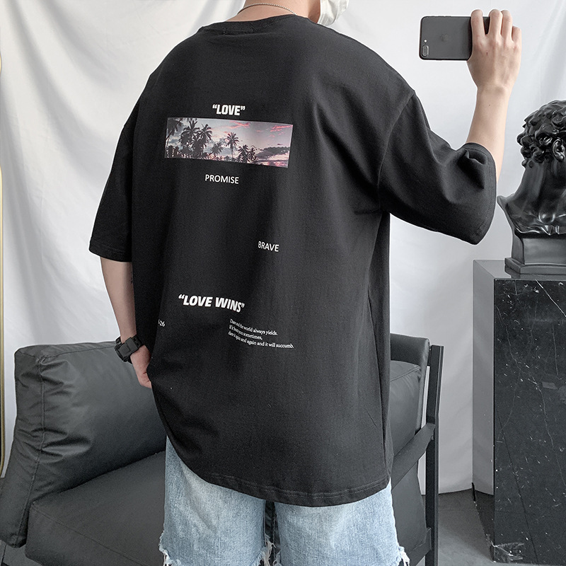 t恤男短袖2021新款夏季潮流上衣服ins港風潮牌百搭寬松半袖體恤衫