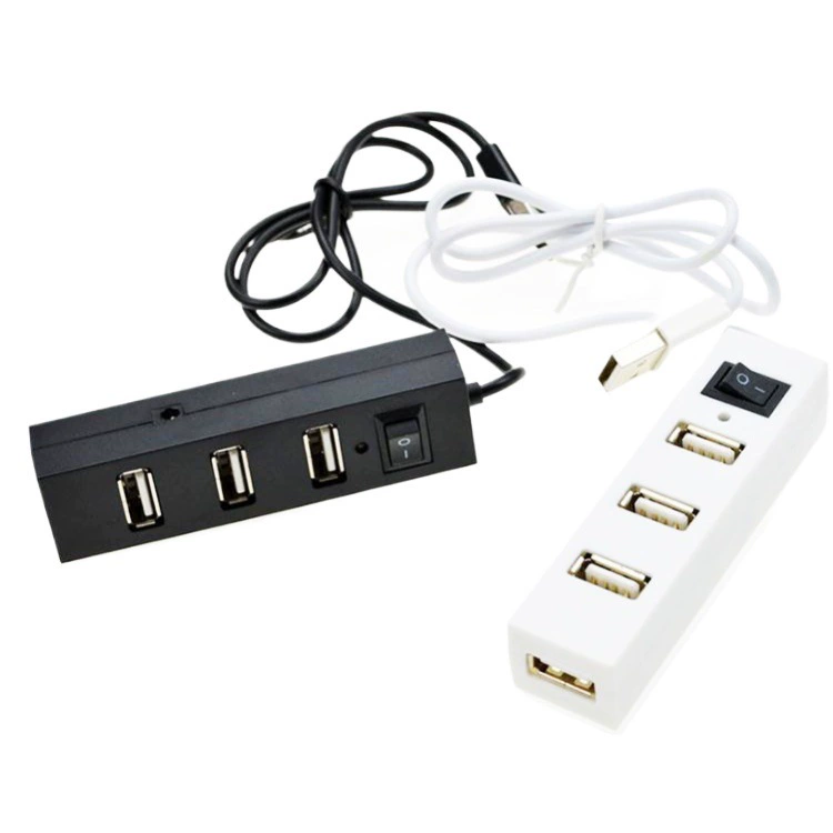 Одноразовый USB хаб с выключателем черный и белый, 4 порта USB 2.0, набор устройств для подключения к источнику питания