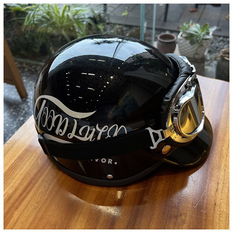 Helmet Retro Electric Motorcycle 3C Certified Four-Season Electric Vehicle Safety Helmet Summer Men's and Women's Half Helmet Motorcycle Trendy Brand