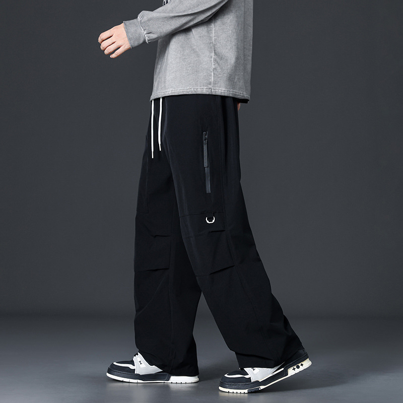 American-Style Paratrooper Pants Men's Spring and Autumn 2025 New Straight Cargo Pants Loose Wide-Leg Versatile Casual Long Pants