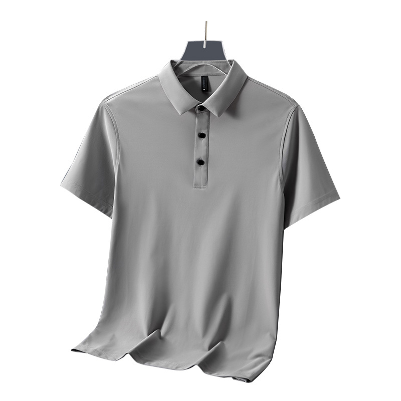 Camisa elástica de brocado de amoníaco cuello de secado rápido succión de sudor de verano ropa de trabajo de manga corta camisa polo personalizada