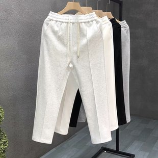 Simple Fashion White Pants Men's Autumn Trendy Small Straight Casual Pants 2024 Autumn New Men's Pants