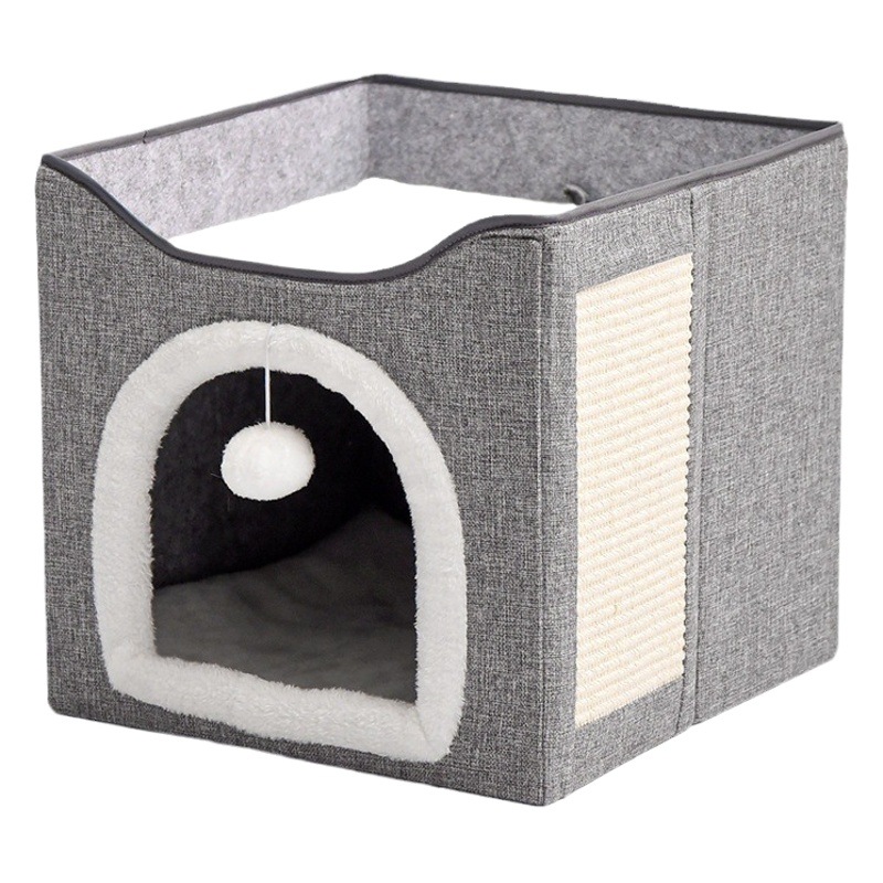 Villa para gatos, gran espacio, cuatro estaciones, cálido, de invierno, plegable, cerrado, semicerrado, plegable, para mascotas, nido para gatos grande transfronterizo