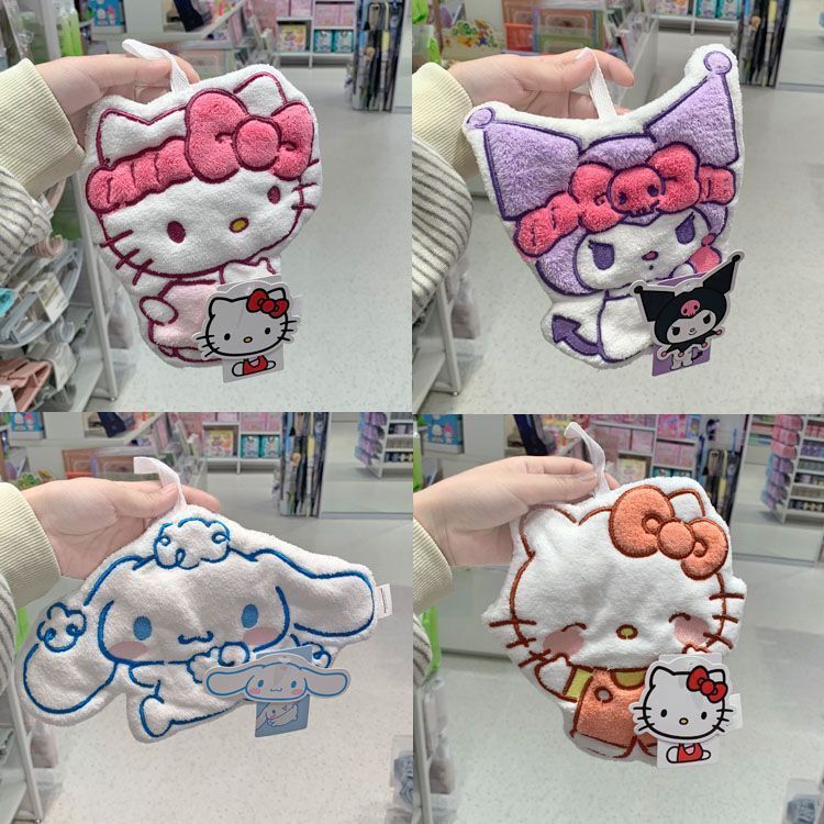 Sanrio Series Hand Towel Kitty Style Kuromi Absorbent Hand Towel Hanging Rag Cute Cartoon Sanrio Series Hand Towel Kitty Style Kuromi Absorbent Hand Towel Hanging Rag Cute Cartoon