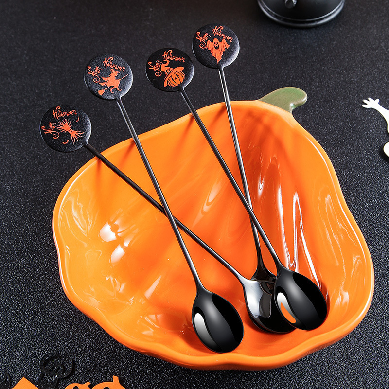Original Cross-Border Supply of Creative Halloween 304 Stainless Steel Tableware Coffee Spoon Dessert Spoon Stirring Spoon Fruit Fork Original Cross-Border Supply of Creative Halloween 304 Stainless Steel Tableware Coffee Spoon Dessert Spoon Stirring Spoon Fruit Fork