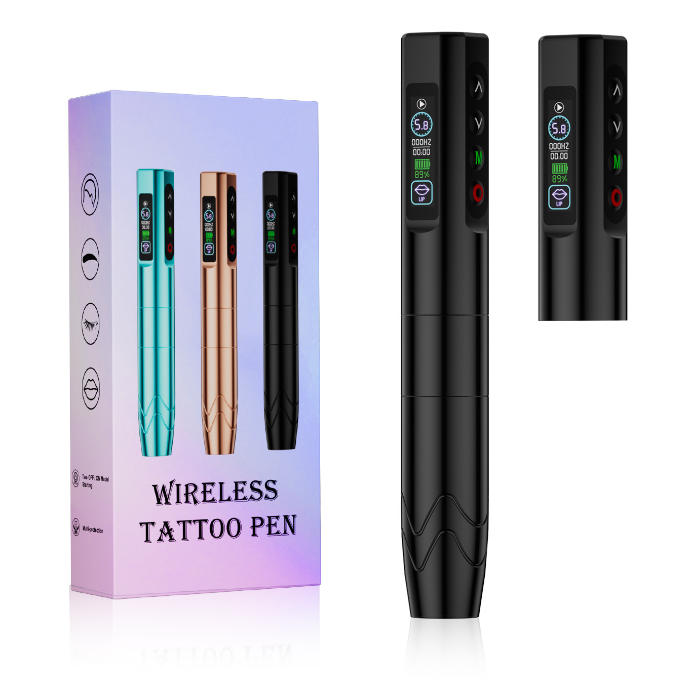 Máquina de Tatuaje Inalámbrica Multimodo de Doble Batería para Cejas, Labios y Delineador de Ojos, Juego Completo de Herramientas para Tatuajes Pequeños Todo en Uno