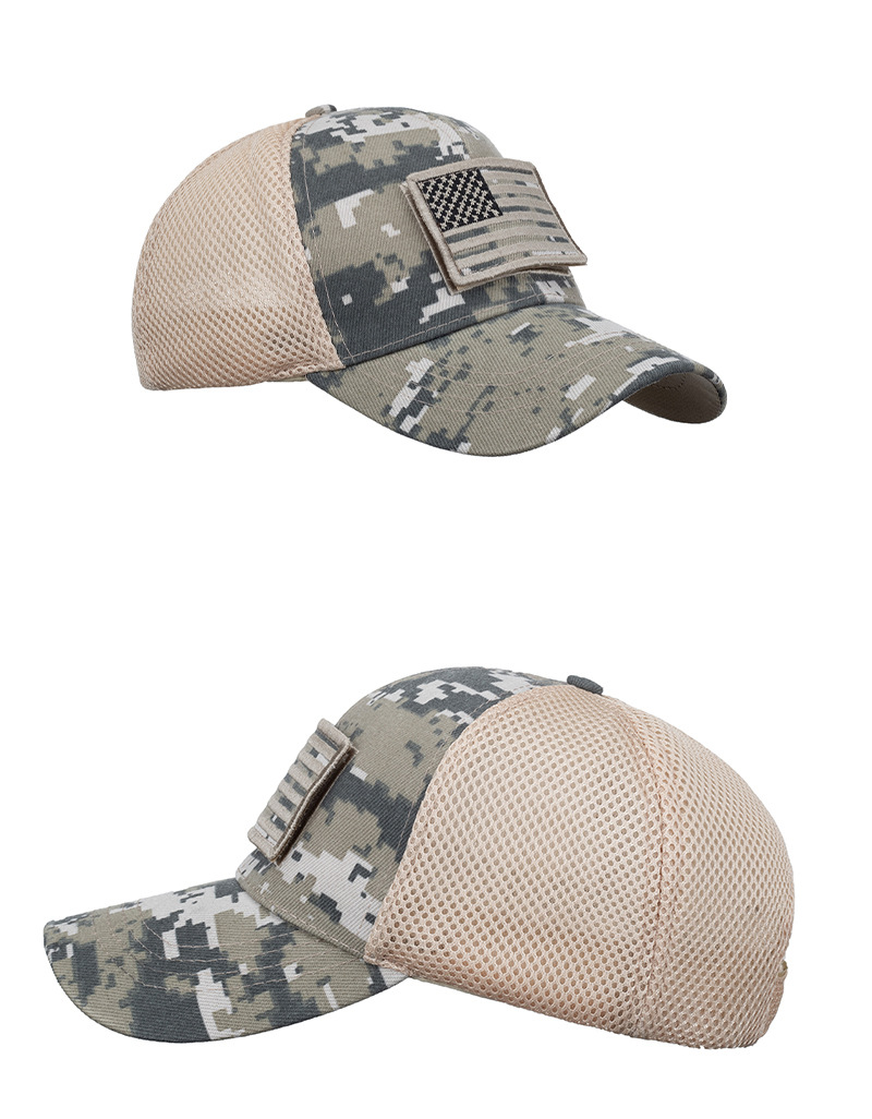 New Hat, American Flag Camouflage Sticker, Embroidered Baseball Cap, Net Cap, Men's Cap, Duck Tongue Cap, Cross-border B688_voghion.com