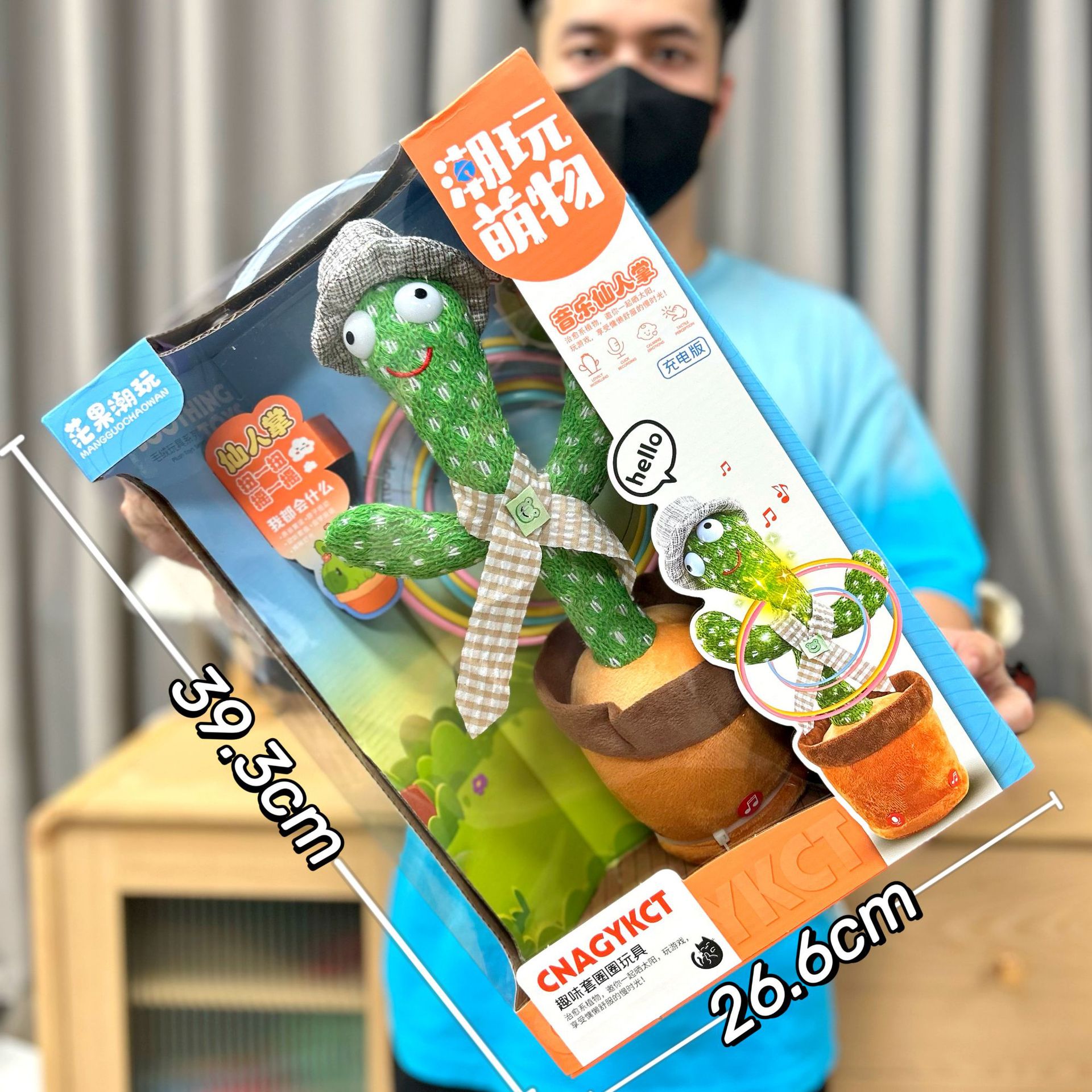 Juguetes para niños collar cactus con música torcida lengua pato juguetes de peluche eléctricos caja de regalo al por mayor image 8