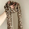 6# brown leopard print mesh silk scarf about 180cm