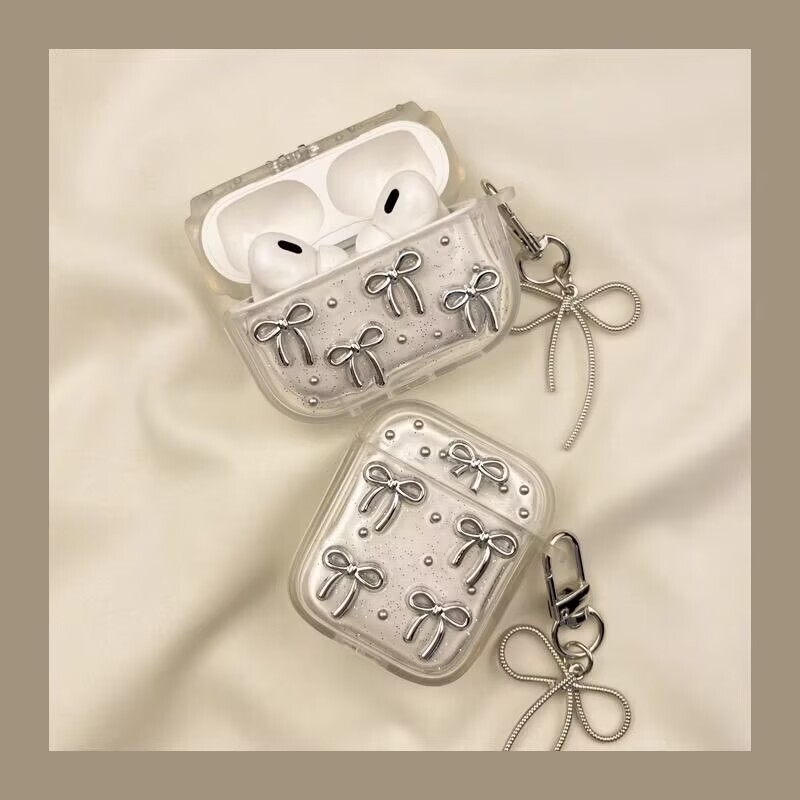 Suitable for Apple 1/2/3/4 wireless Bluetooth earphone protective case AirPods pro3 silver bead