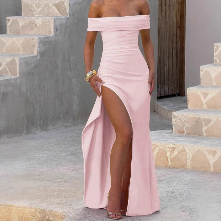 European and American Style Sexy Off-Shoulder Slit Elegant Bodycon Dress, Formal Dress, Party Dress, Evening Dress European and American Style Sexy Off-Shoulder Slit Elegant Bodycon Dress, Formal Dress, Party Dress, Evening Dress