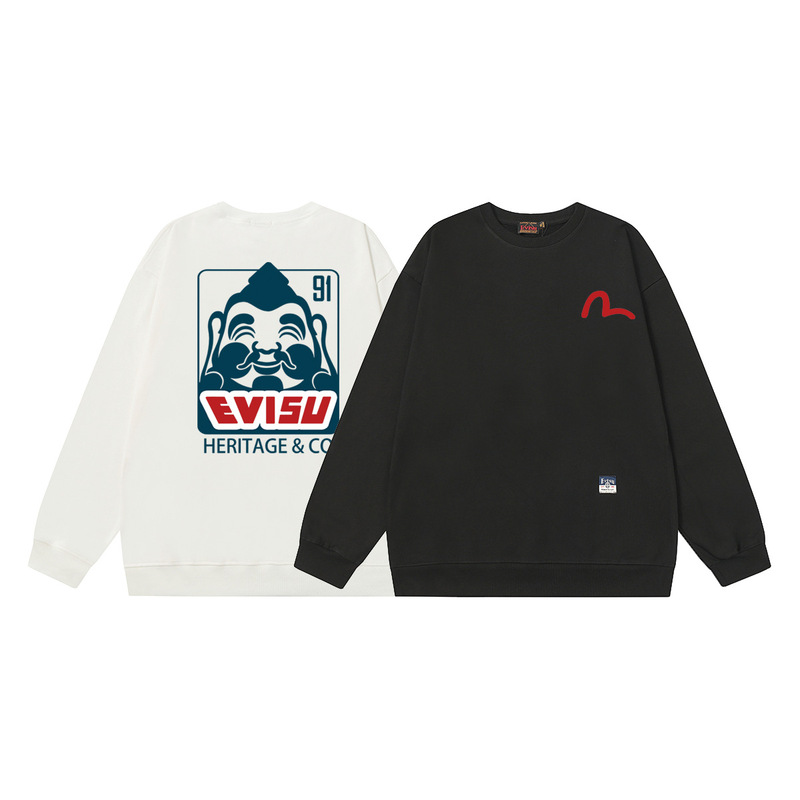 Cross-Border Ev Fushen 2025 New Big m Buddha Head Slogan Printed Round Neck Sweatshirt Spring and Autum Loose Tops for Men and Women Cross-Border Ev Fushen 2025 New Big m Buddha Head Slogan Printed Round Neck Sweatshirt Spring and Autum Loose Tops for Men and Women