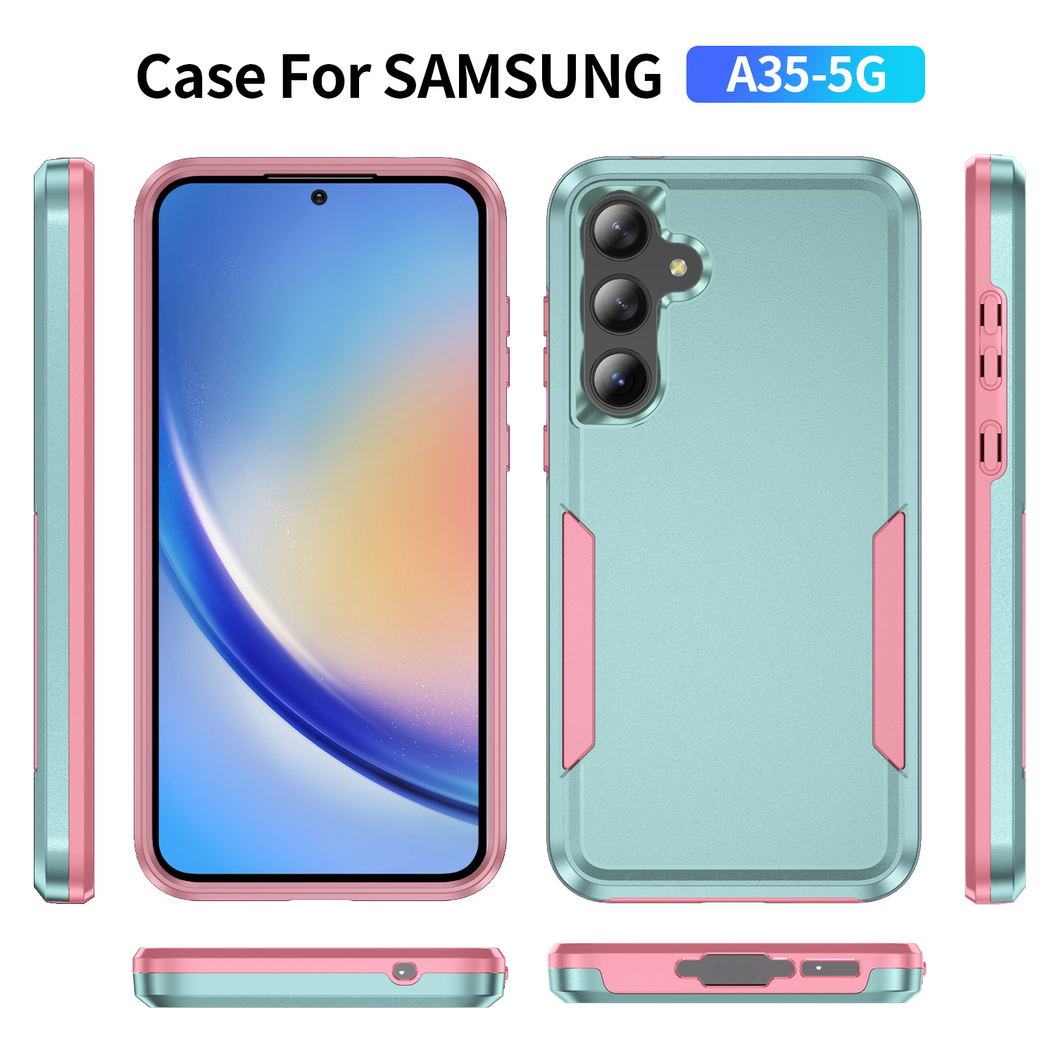Suitable For Samsung Pioneer A16 Matte Color-blocking S23FE Phone Case S24 Anti-drop S23 Protective Cover Trendy A06_voghion.com