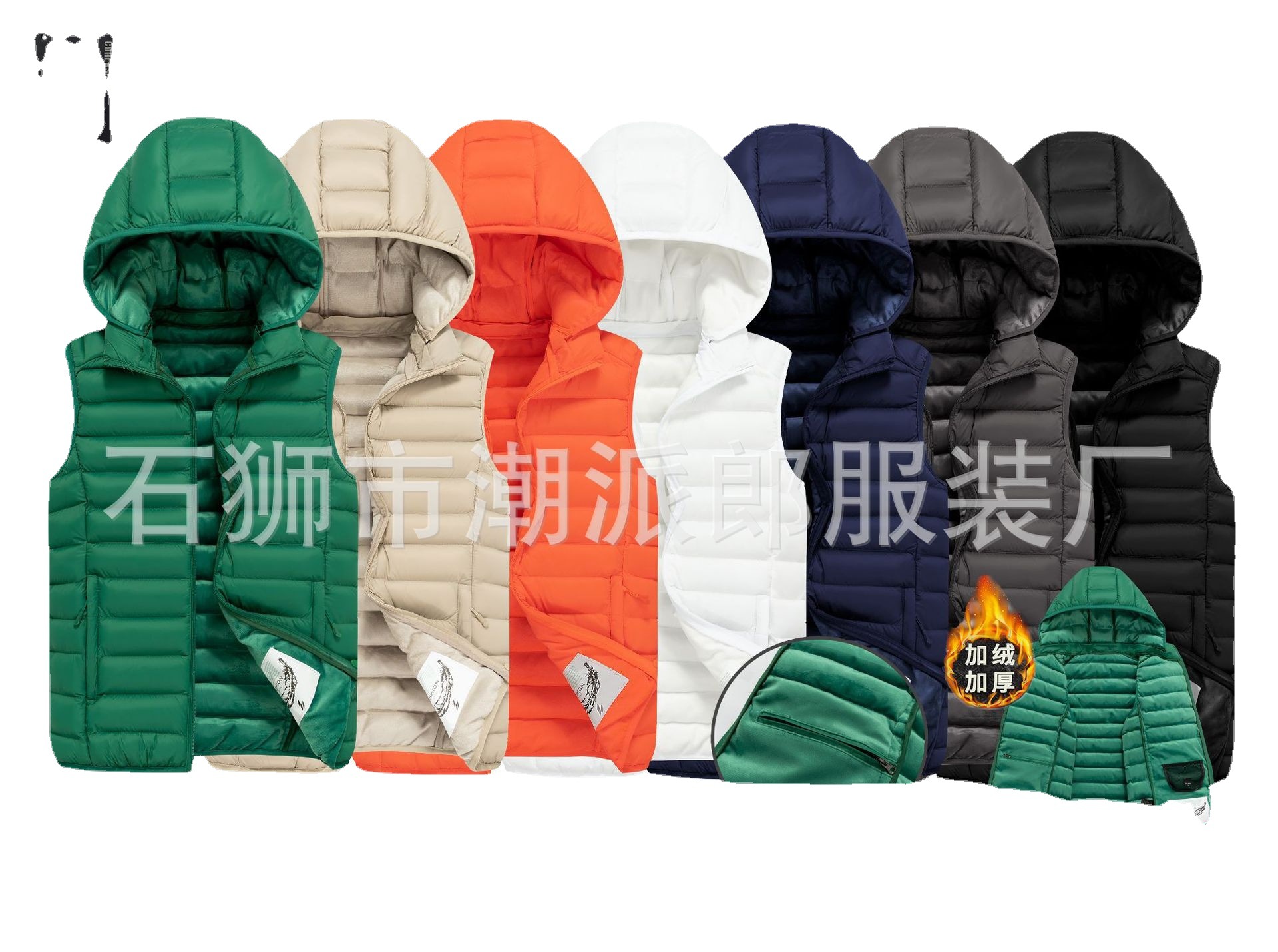 chaleco de algodón de pluma resistente al frío para hombres sombrero desmontable chaleco de algodón deportivo más vello grueso chaqueta de hombre venta directa