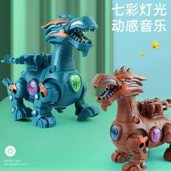 0-6歳向け電動機械式雷戦竜、男の子と女の子向けのリード付き恐竜おもちゃ、知育電子玩具