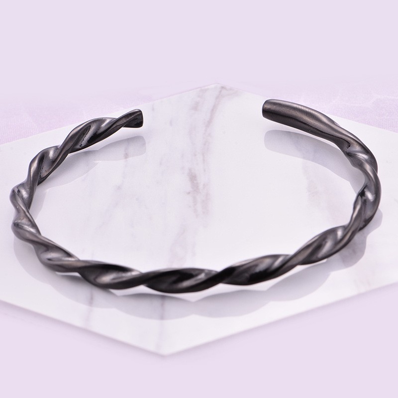Thread Rotating Open Fashionable Popular Titanium Handicraft Stainless Steel White Men's and Women's Bracelet_voghion.com