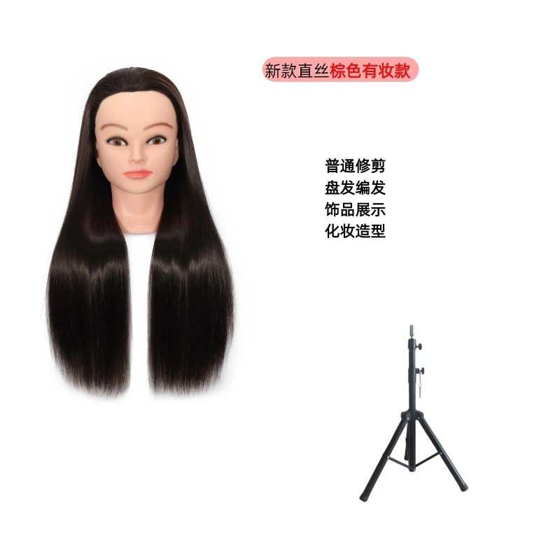 Cabeza de maniquí para práctica de peluquería, modelo de cabeza para enseñanza en corte, alisado, trenzado y peinado del cabello, modelo de cabeza de maniquí, suministro directo del fabricante. image 12