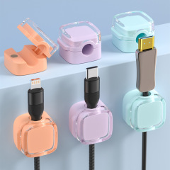 クロスボーダー透明磁気吸引器デスクトップ携帯電話データライン充電コード収納固定器ケーブルバックルプラグ