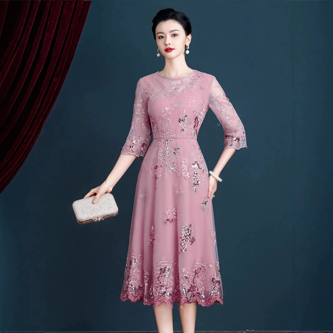 2025 весеннее новое платье фиолетовый цветок элегантный свадебный банкет