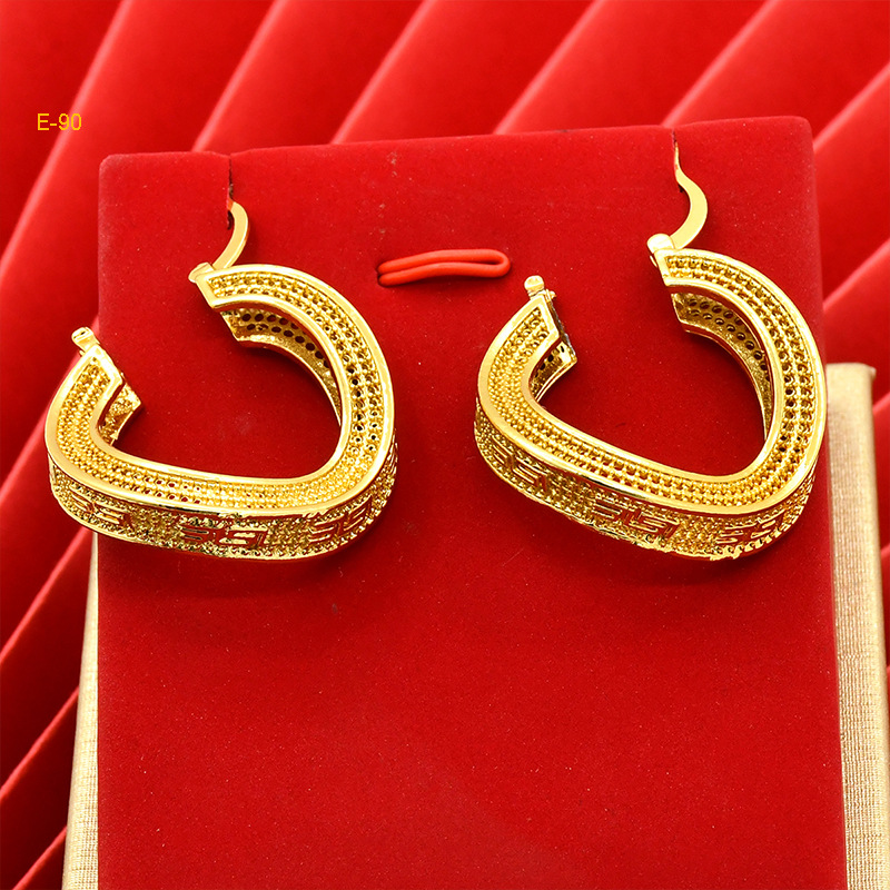 Joyas de novia de Dubai aretes chapados en oro de 24 quilates exagerados retro nigerianos personales para mujeres aretes minimalistas al por mayor image 22