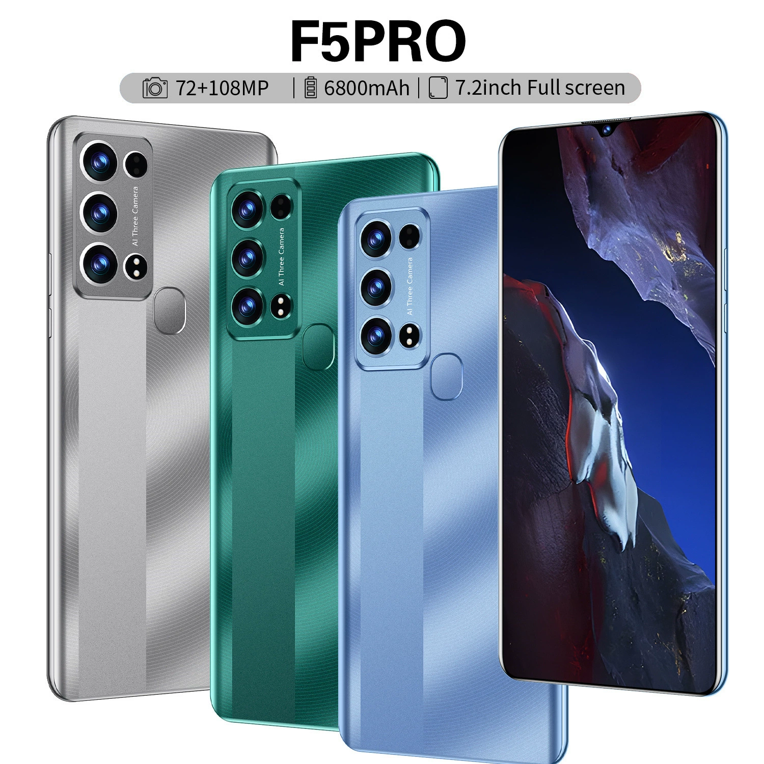 Смартфон F5 Pro, 7,2″ Android, 3 ГБ RAM + 64 ГБ, 6800 мА·ч, камеры 72+108 МП