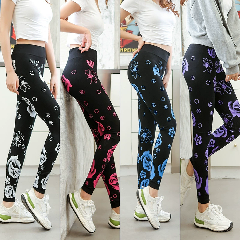 Весенний и осенний модал очень большой вес плюс размер леггинсы жирный MM200 кг принт розовые укороченные брюки оптом