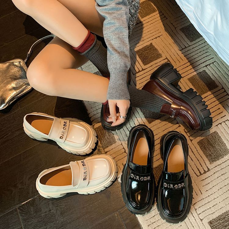 Giày da nữ mũi tròn siêu cao gót đế bánh mì phong cách casual — Màu đen, Màu đỏ rượu, Màu trắng chi tiết 31