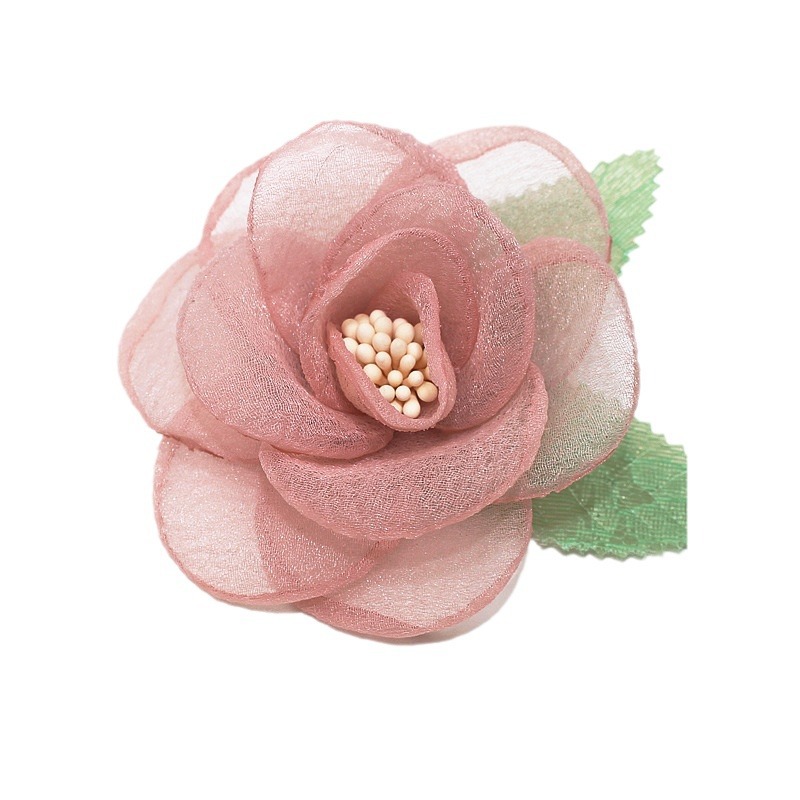 Blumen Camellia Brosche Mit Verbrannten Rändern, Corsage Anstecker_voghion.com